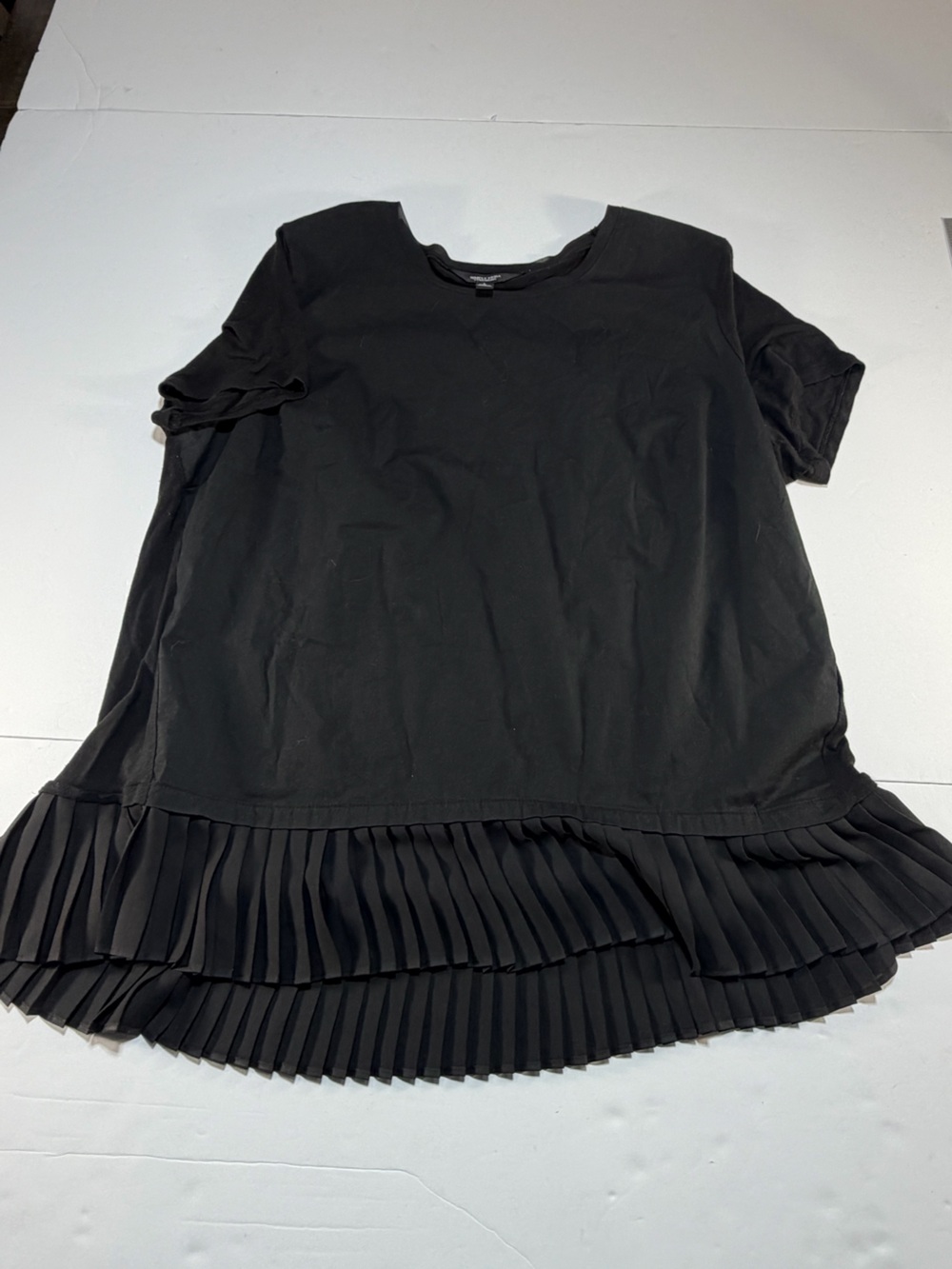 Simply Vera Vera Wang Black Pleated Ruffle Hem Blouse L